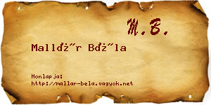 Mallár Béla névjegykártya